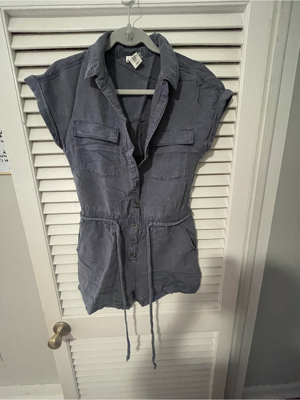 Nicole Miller Slate Blue Utility Romper